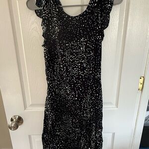 NWT Cupcakes & Cashmere Navy Blue and White Speckled Mini Dress | Size 6